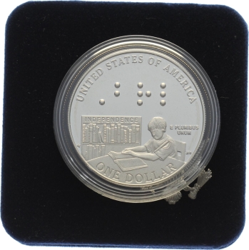 USA 1 Dollar 2009 Louis Braille Bicentennial Silver Dollar